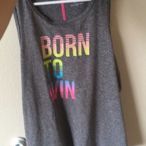 Grey born to win tank top